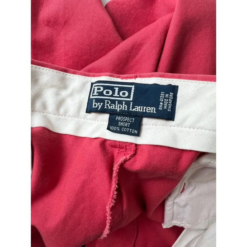 Vintage Polo Ralph Lauren Prospect Short Chino Flat Front Red Size 36 SG